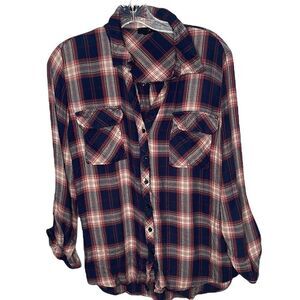 E Hanger M E&M Plaid Long Sleeve Top. Size Large.